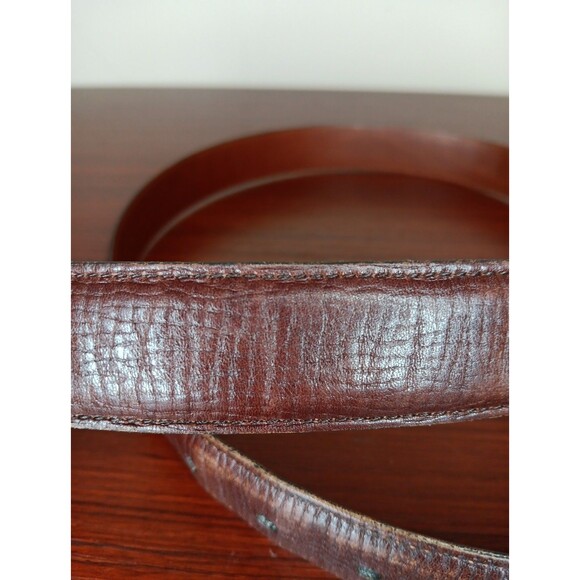 Coach Belt Mens 34 Brown Mocha Textured Cowhide Leather Brass Buckle USA - Picture 2 of 5